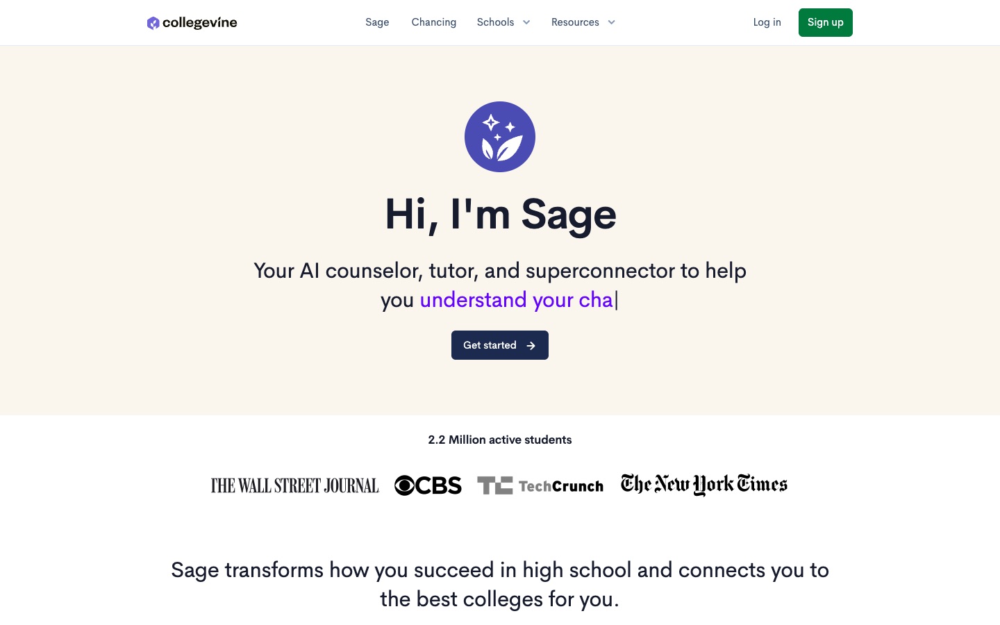 CollegeVine's Sage: "Your AI counselor, tutor, and superconnector"